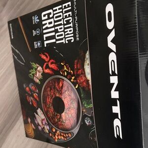 Ovente Electric Hotpot Grill with Black Finish